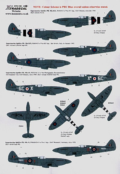Xtradecal X72105 1:72 Supermarine Spitfire Pr Mk.XIX/ Spitfire PR.19