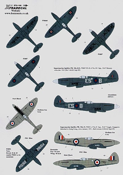 Xtradecal X72105 1:72 Supermarine Spitfire Pr Mk.XIX/ Spitfire PR.19