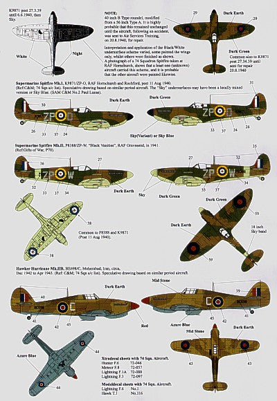 Xtradecal 72106 1:72 RAF 74 (Tiger) Sqn 1918 to 1992