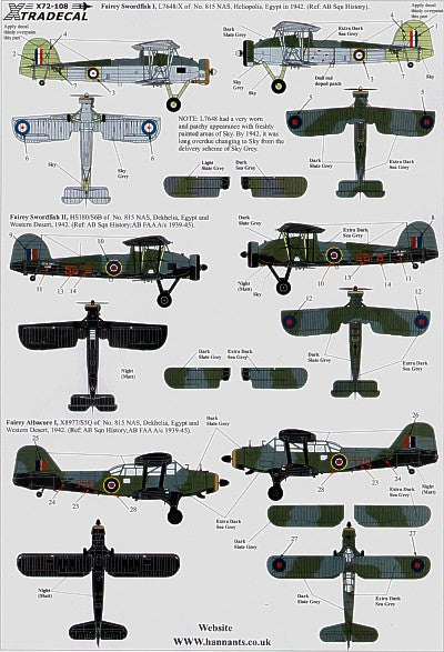 Xtradecal 72108 1:72 Fleet Air Arm/FAA 815 RNAS 1942-2009