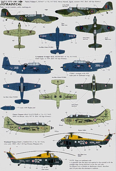 Xtradecal 72108 1:72 Fleet Air Arm/FAA 815 RNAS 1942-2009