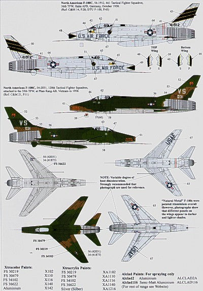 Xtradecal 72109 1:72 North-American F-100C Super Sabre