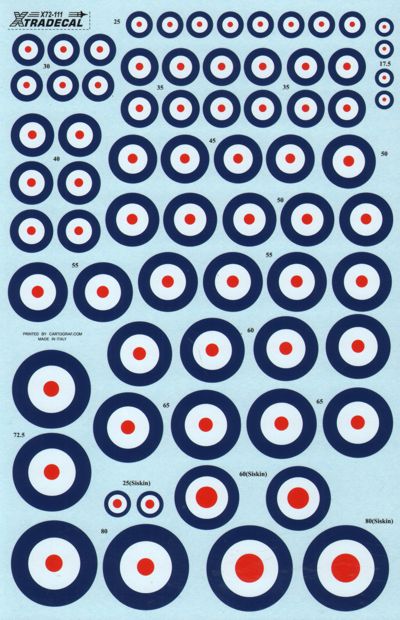 Xtradecal 72111 1:72 RAF National Insignia/Roundels 1920 - 1939