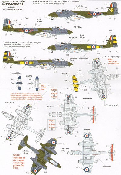 Xtradecal 72114 1:72 Gloster Meteor F.8