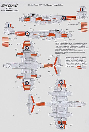 Xtradecal 72115 1:72 Gloster Meteor F.TT F.8 Day-glo Orange Stripes