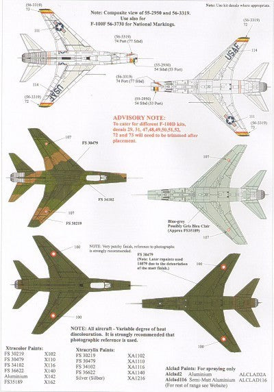 Xtradecal 72116 1:72 North-American F-100D/F Super Sabre Part 1