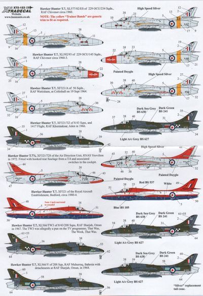 Xtradecal 72123 1:72 Hawker Hunter T.7 Two Seaters