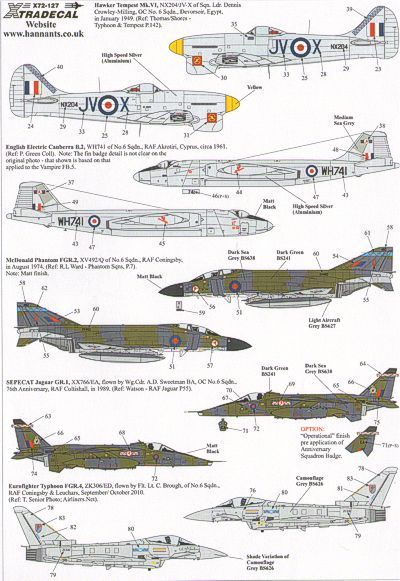 Xtradecal 72127 1:72 RAF 6 Squadron History 1931-2010