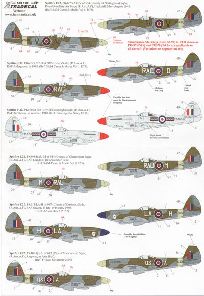 Xtradecal 72128 1:72 Supermarine Spitfire F.22