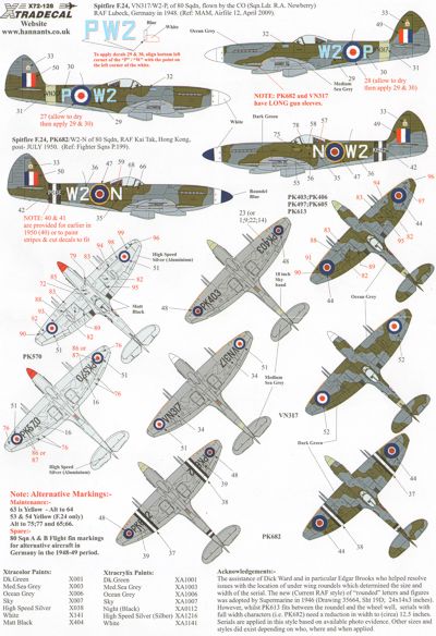 Xtradecal 72128 1:72 Supermarine Spitfire F.22