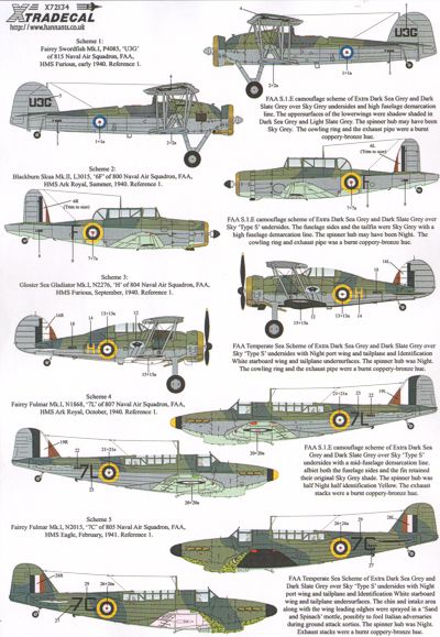 Xtradecal 72134 1:72 Fleet Air Arm (FAA) Selection 1939-41