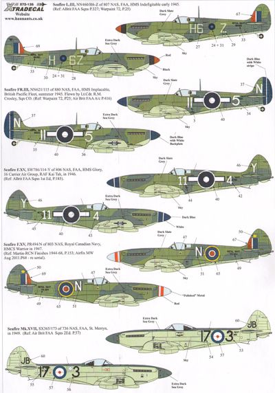 Xtradecal 72135 1:72 Supermarine Seafire Mk.II/III/XV/XVII