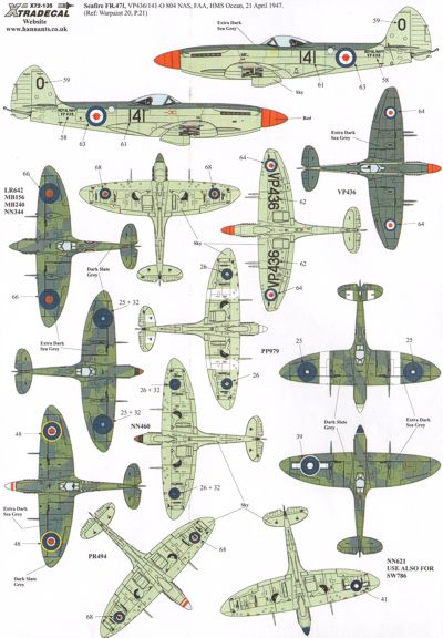 Xtradecal 72135 1:72 Supermarine Seafire Mk.II/III/XV/XVII