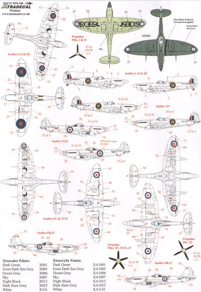 Xtradecal 72135 1:72 Supermarine Seafire Mk.II/III/XV/XVII