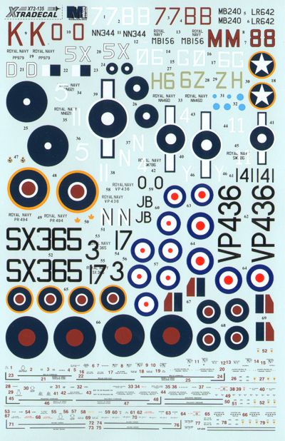 Xtradecal 72135 1:72 Supermarine Seafire Mk.II/III/XV/XVII