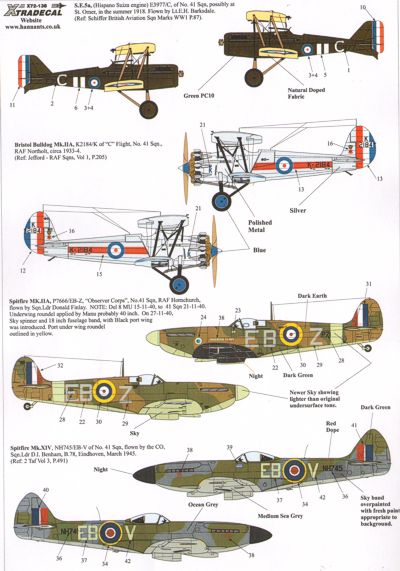 Xtradecal 72138 1:72 RAF History 41 Squadron Part 1