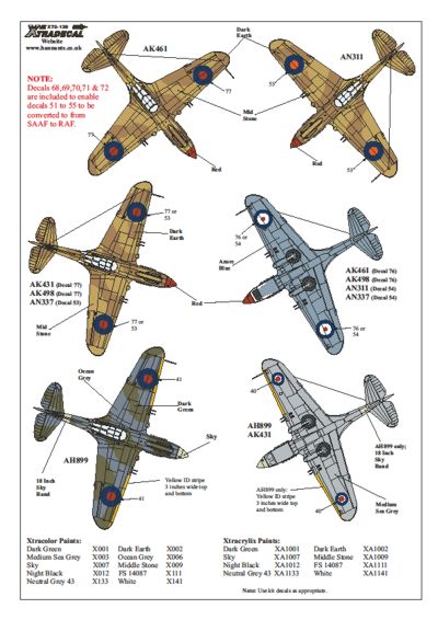 Xtradecal 72139 1:72 Curtiss P-40B Tomahawk