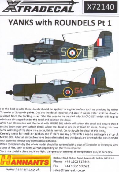 Xtradecal 72140 1:72 Yanks with Roundels U.S. Aircraft in the FAA Part 1