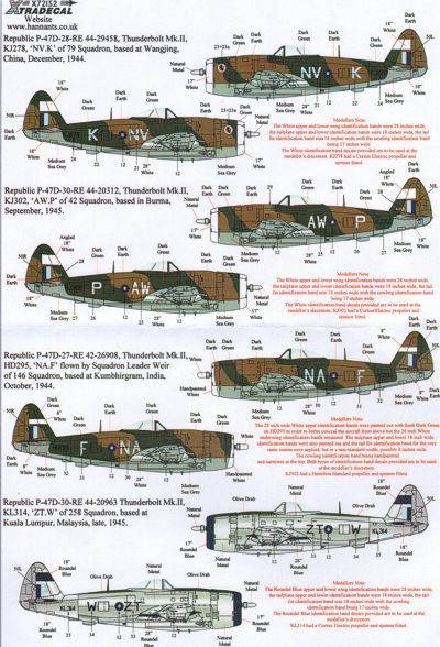 Xtradecal 72152 1:72 Yanks with Roundels Republic P-47D Thunderbolt in RAF/SEAC Service Part 4