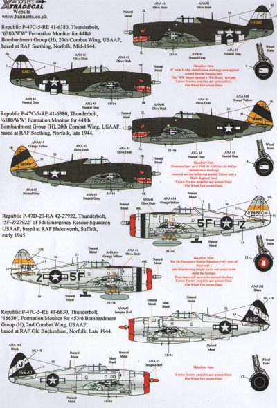 Xtradecal 72153 1:72 Republic P-47D Thunderbolts