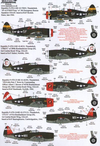 Xtradecal 72153 1:72 Republic P-47D Thunderbolts