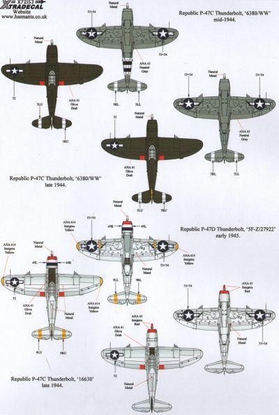 Xtradecal 72153 1:72 Republic P-47D Thunderbolts