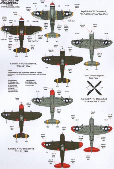 Xtradecal 72153 1:72 Republic P-47D Thunderbolts