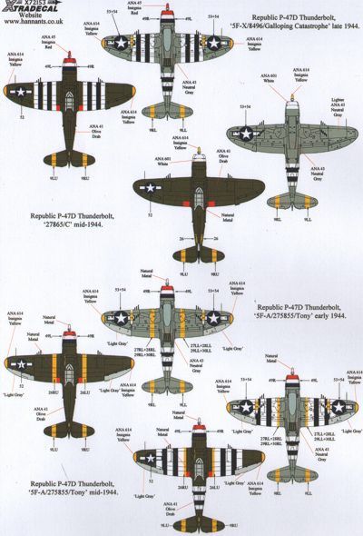 Xtradecal 72153 1:72 Republic P-47D Thunderbolts