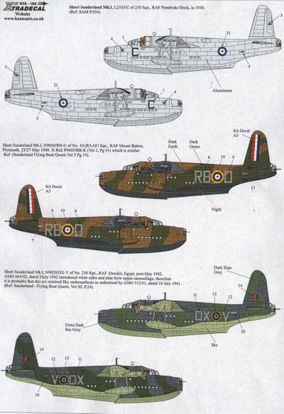 Xtradecal 72163 1:72 Short Sunderland Mk.I