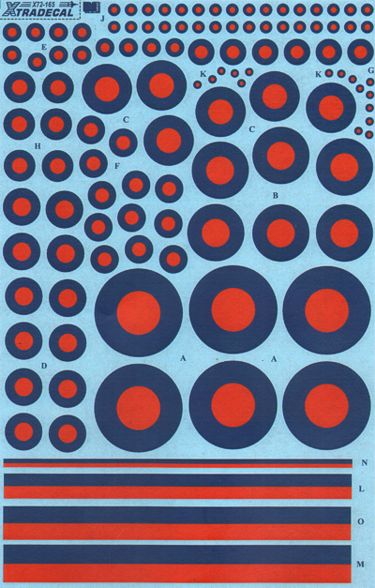 Xtradecal 72165 1:72 RAF Post War Red/Blue Tactical Roundels