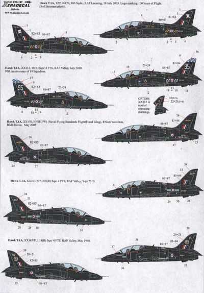 Xtradecal 72167 1:72 BAe Hawks in Black