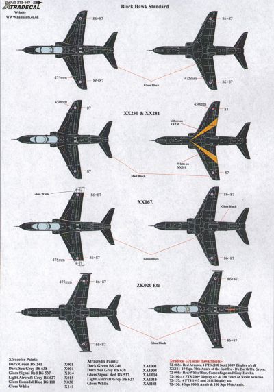 Xtradecal 72167 1:72 BAe Hawks in Black