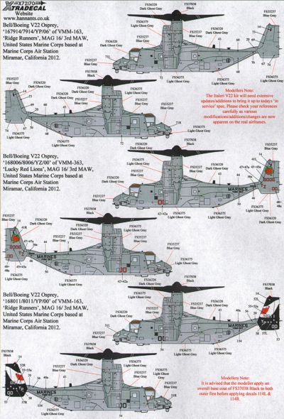 Xtradecal 72170 1:72 Bell-Boeing MV-22B Osprey