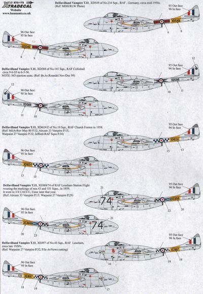 Xtradecal 72172 1:72 de Havilland Vampire T.11 UK Part 1