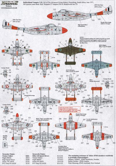 Xtradecal 72173 1:72 de Havilland Vampire T.55 Overseas Operators Part 1