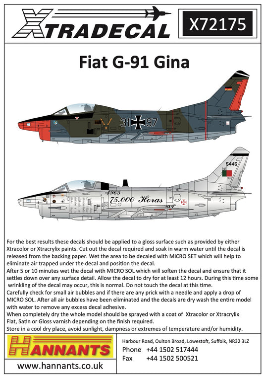 Xtradecal 72175 1:72 Fiat G.91R/3