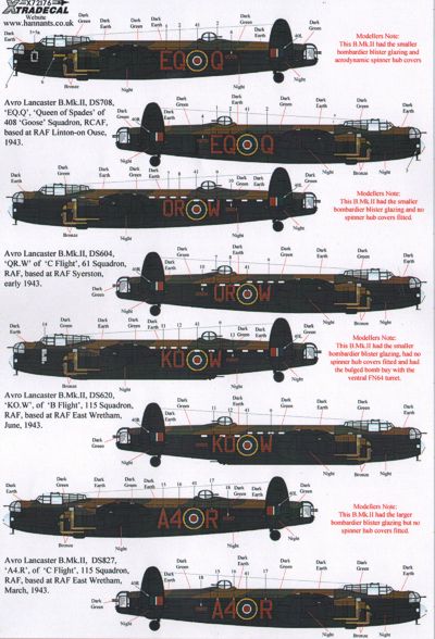 Xtradecal 72176 1:72 Avro Lancaster B.II 1943