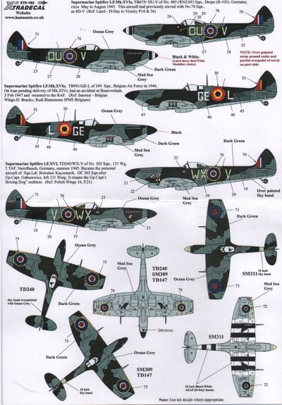 Xtradecal 72182 1:72 Supermarine Spitfire Mk.XVIe