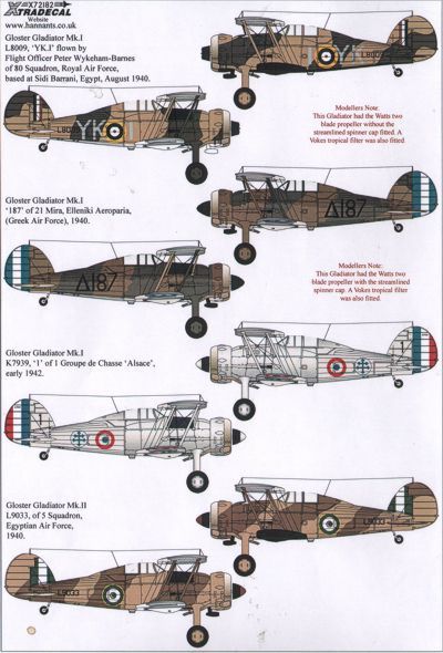 Xtradecal 72183 1:72 Gloster Gladiator Mk.I/J.8A