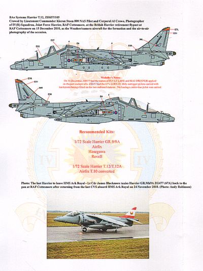 Xtradecal 72185 1:72 UK Air Arm Update Harrier Retirement