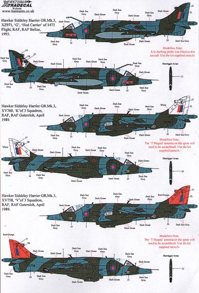 Xtradecal 72186 1:72 BAe Harrier GR.3