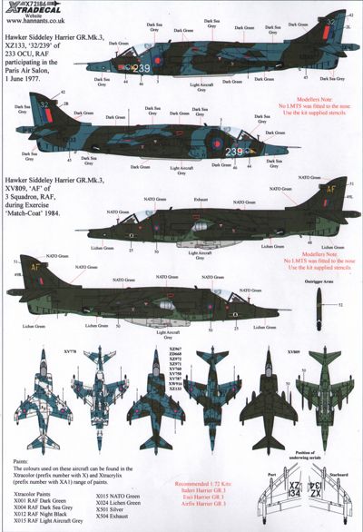 Xtradecal 72186 1:72 BAe Harrier GR.3