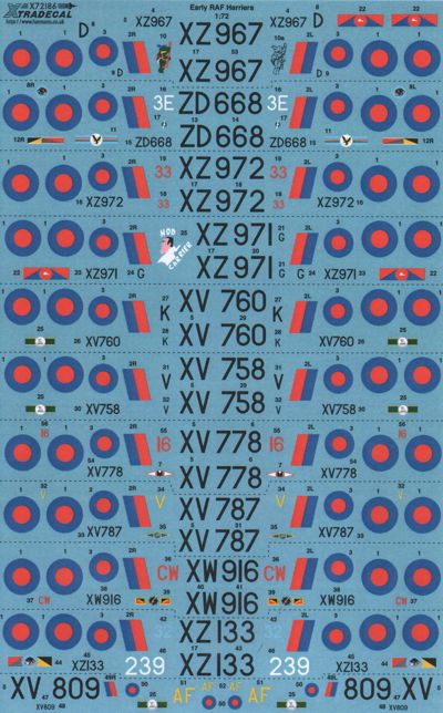 Xtradecal 72186 1:72 BAe Harrier GR.3