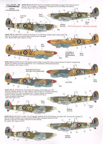 Xtradecal 72187 1:72 Supermarine Spitfire Mk.Vb/Mk.Vc