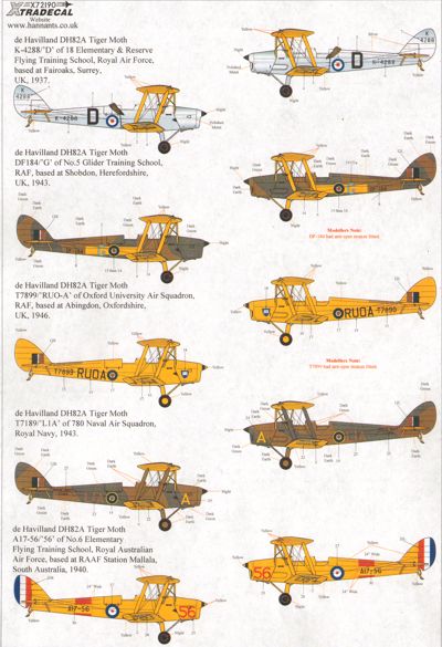 Xtradecal 72190 1:72 de Havilland DH.82A Tiger Moth