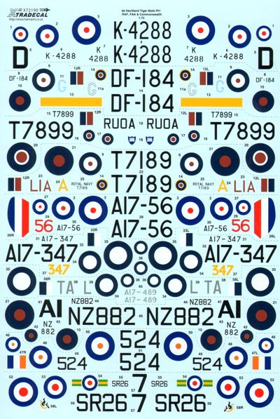 Xtradecal 72190 1:72 de Havilland DH.82A Tiger Moth