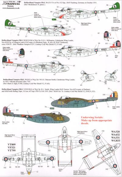 Xtradecal 72191 1:72 de Havilland Vampire F.3/FB.5