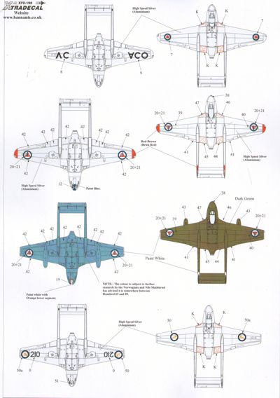 Xtradecal 72192 1:72 de Havilland Vampire Overseas Users