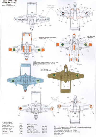 Xtradecal 72192 1:72 de Havilland Vampire Overseas Users