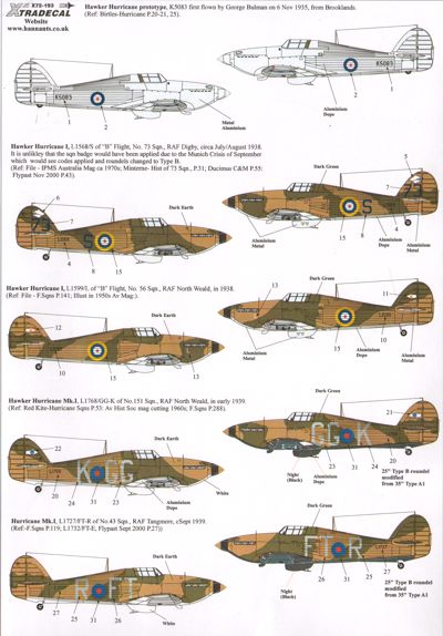 Xtradecal 72193 1:72 Hawker Hurricane Mk.I Early with Fabric Wing